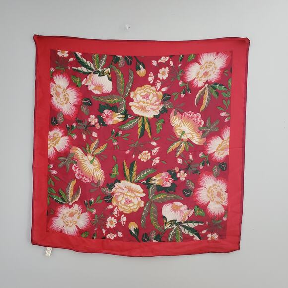Oscar de la Renta 100% Silk Floral Scarf - Picture 2 of 5